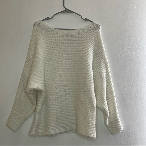 WHITE BAT WINGED SWEATER BASIC WIDE NECK - Picture 3 of 4